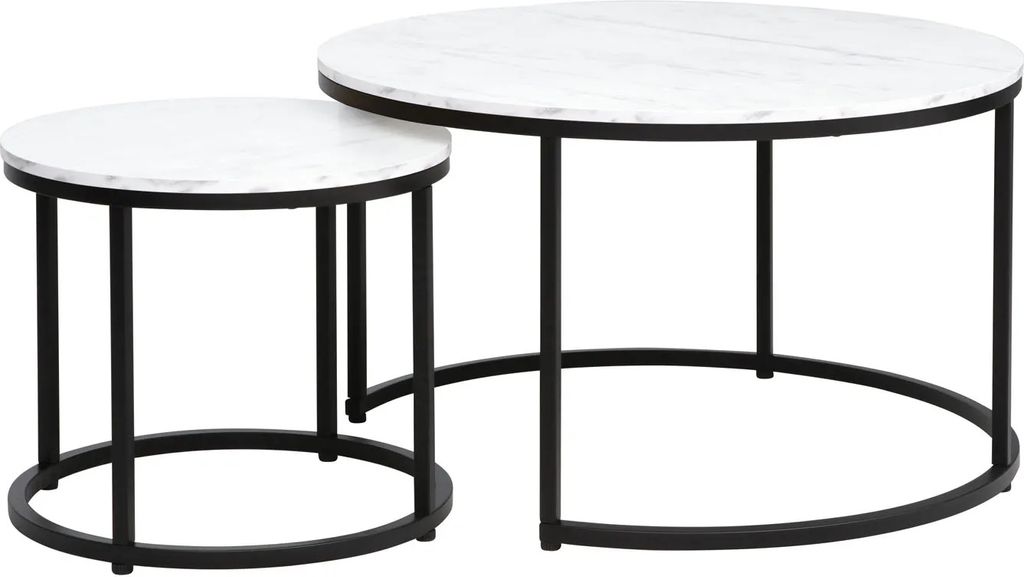 Couchtisch-Set BASTIAN – weißer Marmor / Schwarz