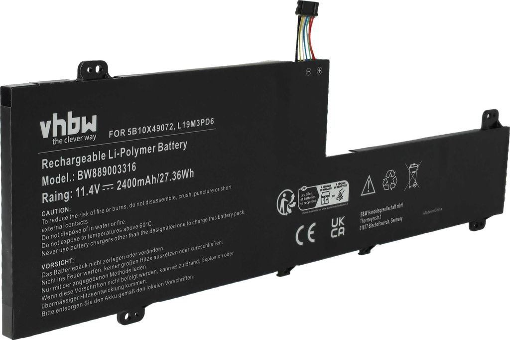 vhbw Akku Ersatz für Lenovo L19C3PD6, L19D3PD6, 5B10X49072, Produktbild 
