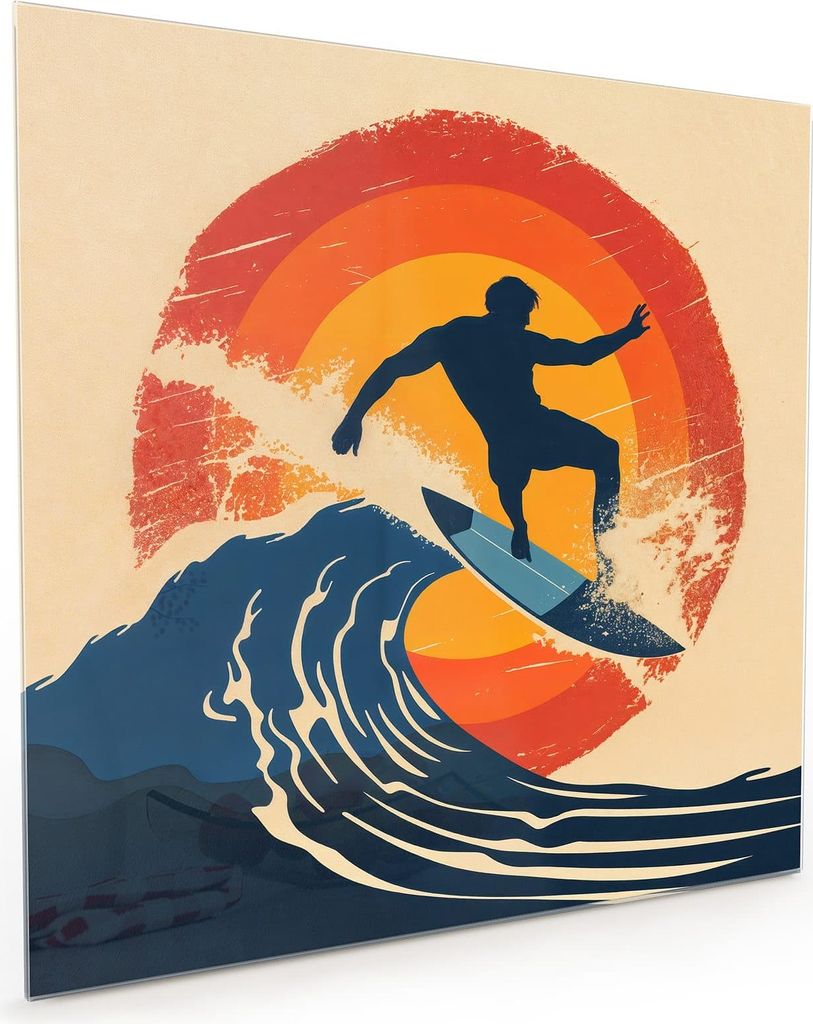 Küchenrückwand Spritzschutz Glas mit Motiv Surferwelle 40 x 40 cm