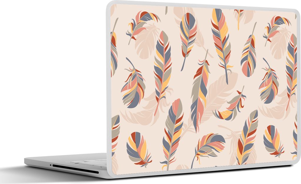 MuchoWow Laptop Aufkleber Sticker Cover Federn - Federn - Muster - Pastell 30x22 cm - Laptop-Sticker