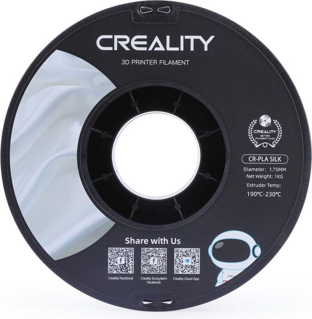 Creality CR-Seide Filament für 3D-Drucker, Seide Silber, 1 kg, 1,75 mm Durchmesser