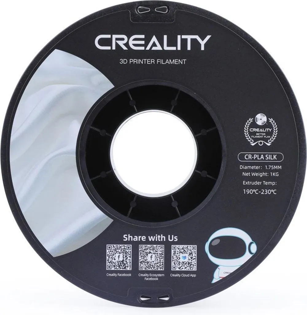 Filament Impression 3D Argent Soie CR - Créez des Objets Déco Effet Métal