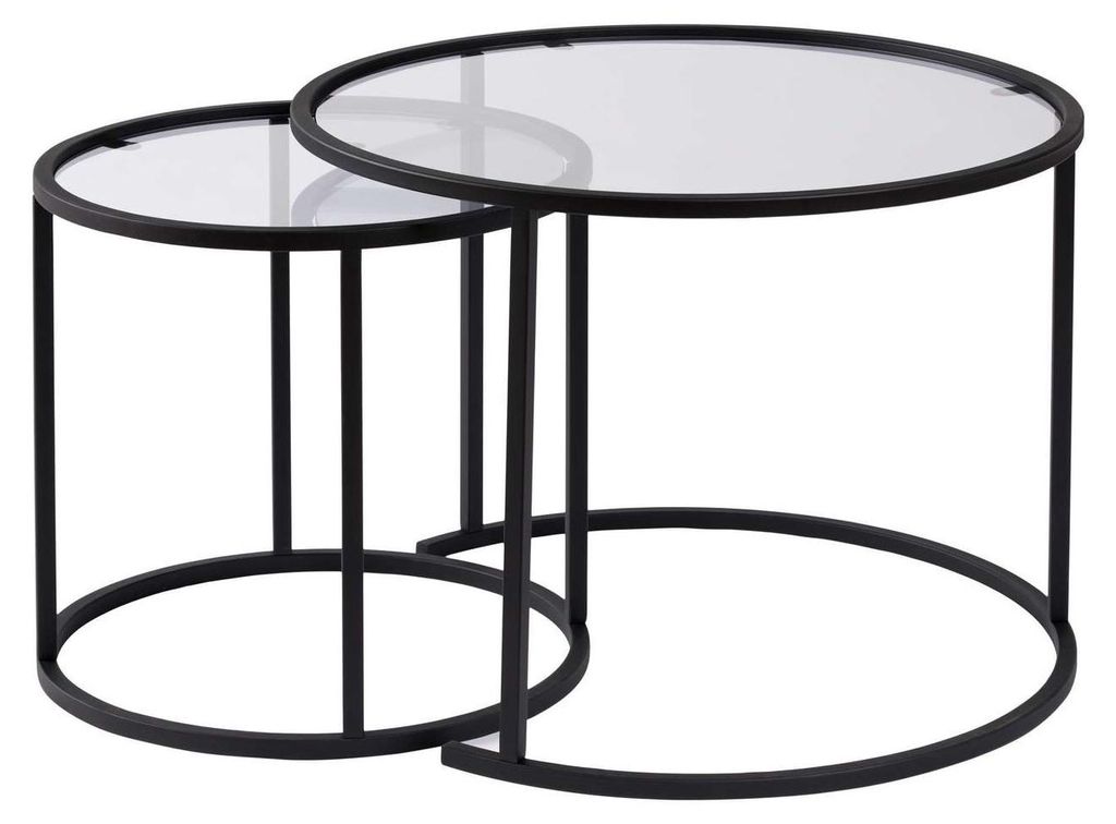 2er-Set Couchtische aus Metall "Aurum" - 60 x 60 x 43 cm - Schwarz Transparent