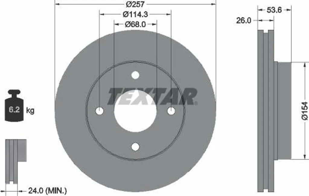Disque de frein Textar 92253103 anti-vibration pour Nissan NV200 402063