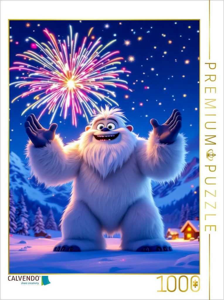 CALVENDO Puzzle Feuerwerk über dem Yeti-Dorf | 1000 Teile Lege-Größe 64x48cm Foto-Puzzle für glückliche Stunden