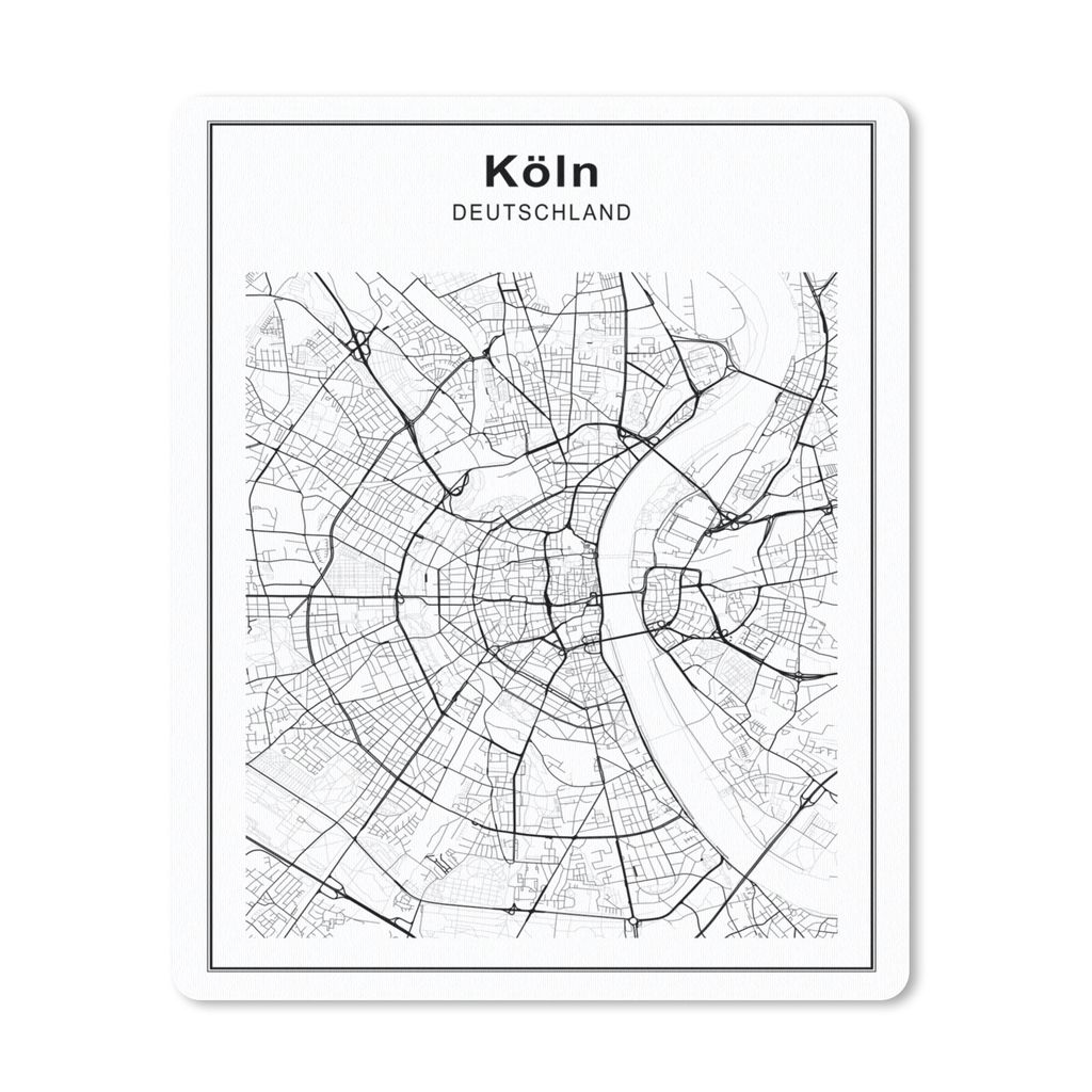 MuchoWow Mauspad Mousepad Stadtplan - Schwarz und Weiß - Köln 30x40 cm - Mousepads - Maus Mat - Pad - Mausunterlage - Mausmatten