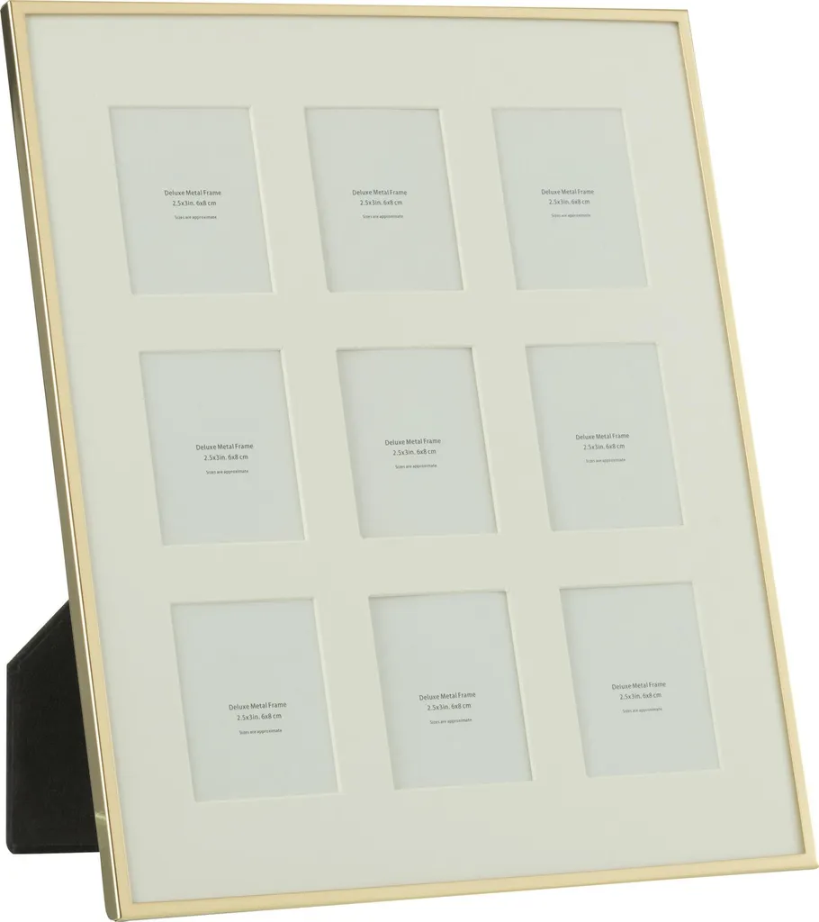 Lot de 9 cadres photo miniatures J-Line en métal or avec passe-partout