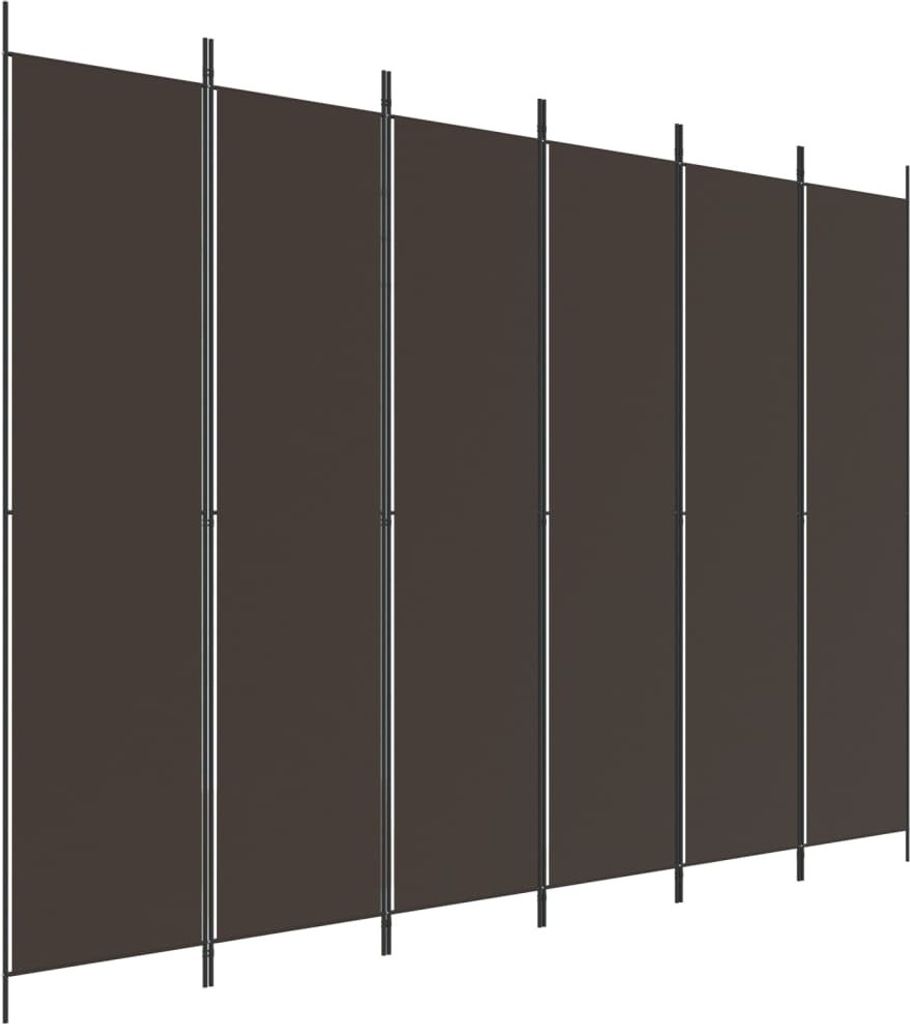 vidaXL 6-tlg. Paravent Braun 300x220 cm Stoff