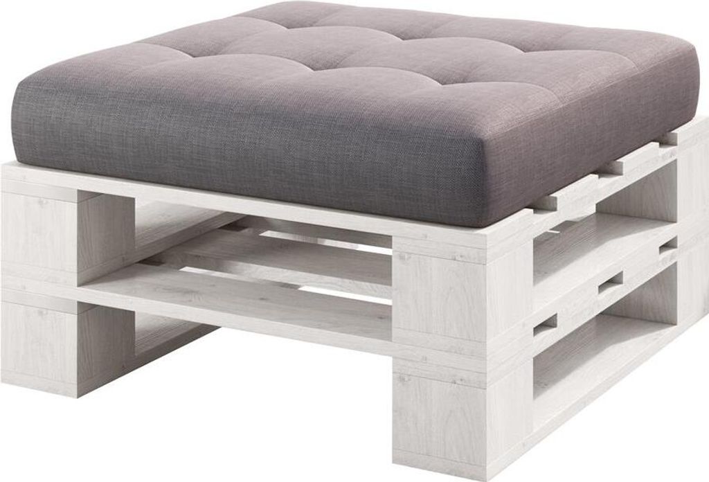 Lermowood Palettenmöbel Mp Hocker 80 x 60 x 30 cm Weiß | Europaletten Indoor und Outdoor Lounge Gartenmöbel Holz Gartenmöbel Set Lounge Möbel ...