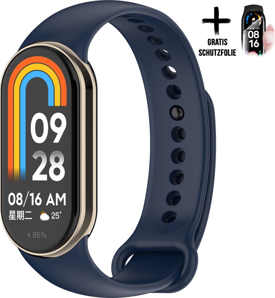Moe-Pley Armband Für Xiaomi Band 8 9 * Navi-Blau * Premium Sport Silikon Uhrenarmband Armband Zubehör Ersatz