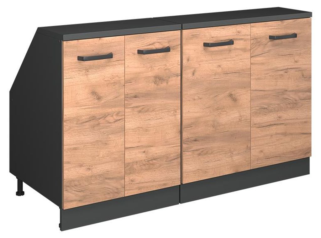 Dachschrägenschrank-Set Vicco Rion Goldkraft Eiche 140 cm 2er Set Schrankkorpuss 60 cm Tiefe, Model 60253