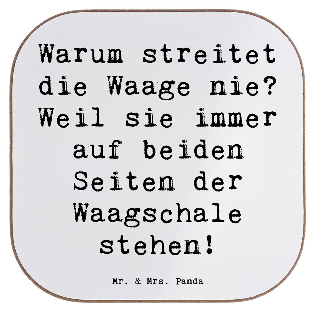 Mr. & Mrs. Panda Tischschoner Spruch Waage Harmonie - Weiß - Geschenk, Horoskop, Ästhetik, gläseruntersetzer, über, Diplomatie, Geschenke Stern...