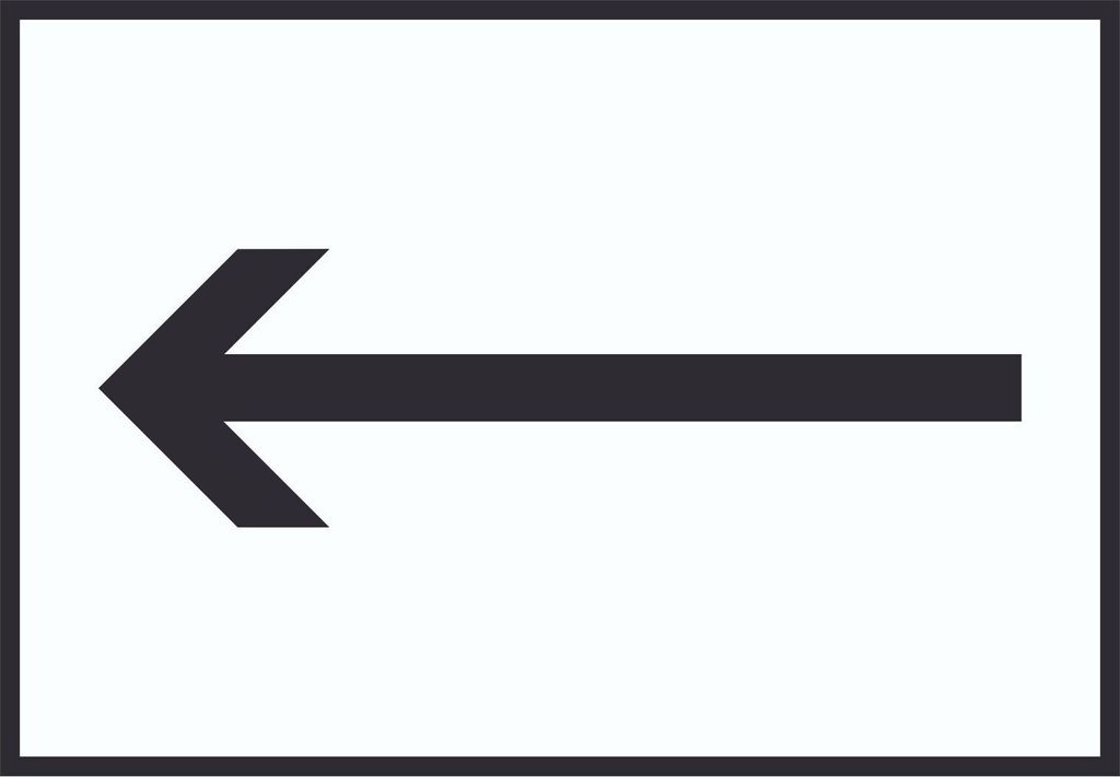 Richtungspfeil links Schild waagerecht schwarz weiss Pfeil A1 (594x841mm)