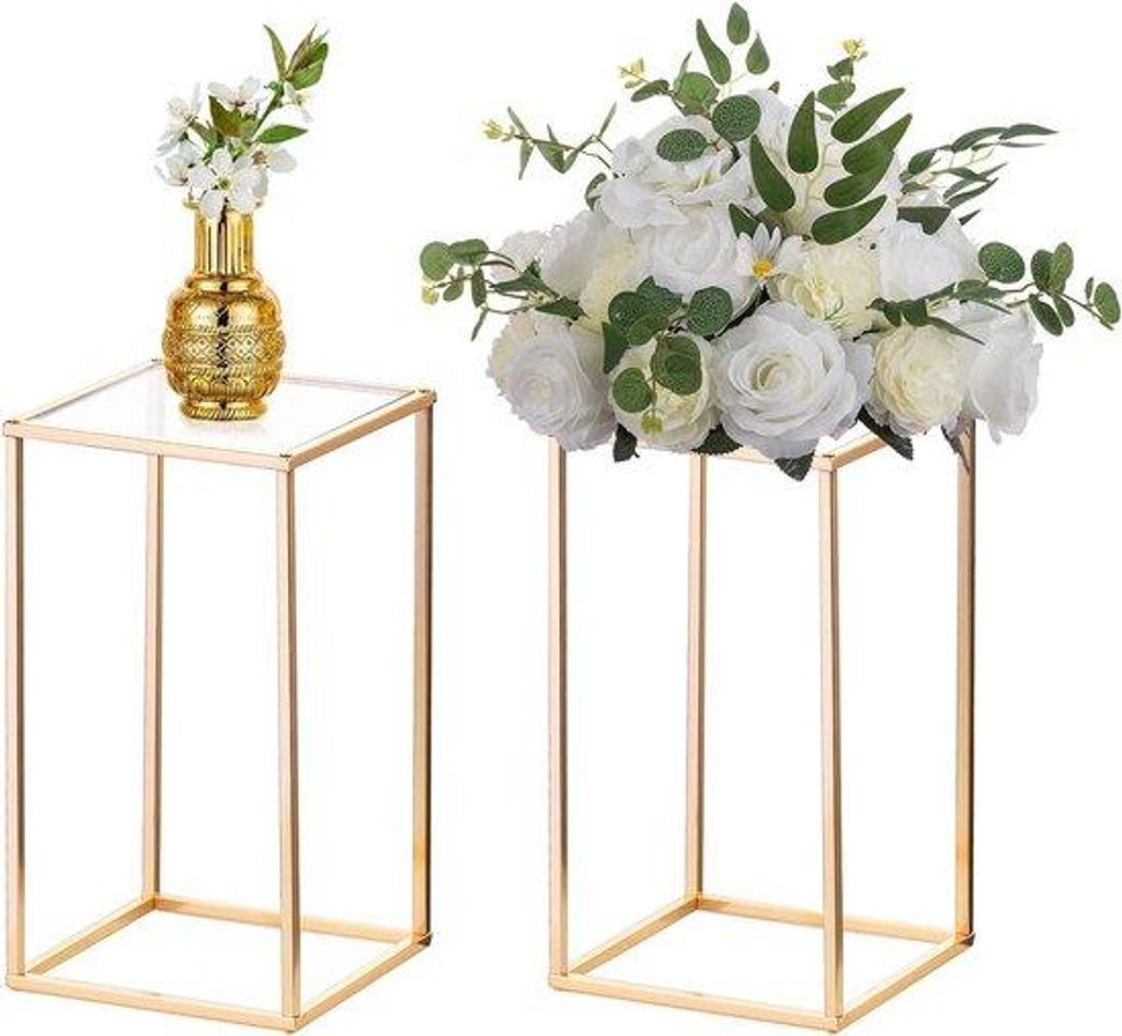 Geometrische Dekoration - Rechteckige Blumenständer - 40cm Höhe - Gold - Tischdekoration - Hochzeit - Party