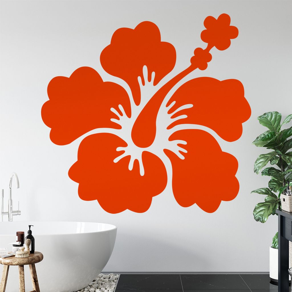 Hibiskus Wandtattoo in 6 Größen - Wandaufkleber Wall Sticker - Dekoration, Küche, Wohnzimmer, Schlafzimmer, Badezimmer