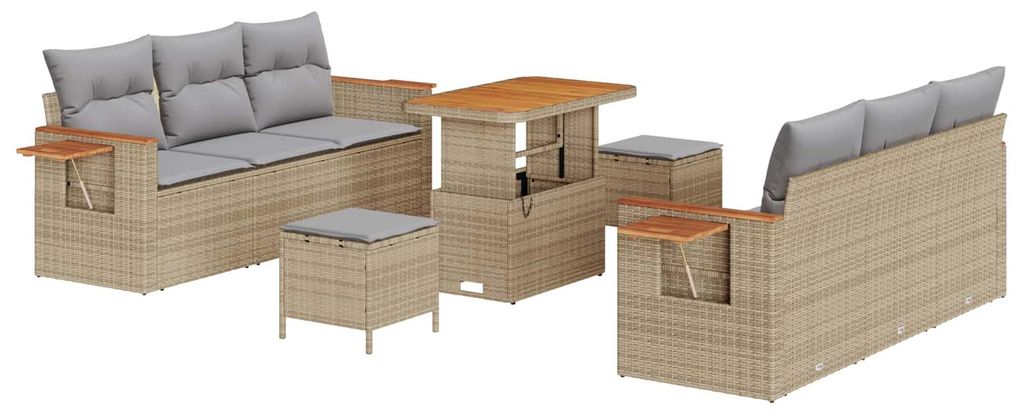 vidaXL Gartensofa-set 9 pcs Beige Poly-Rattan