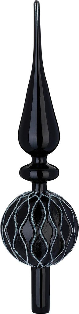 Christbaumspitze Glas 32cm mit Ornamenten - Ebony Black