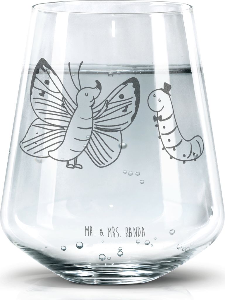 Mr. & Mrs. Panda Glas Raupe Schmetterling - Transparent - Geschenk, Becherglas, Saftglas, Lustige Sprüche, Hut, Zitronenfalter, Trinkglas, Kokon, ...