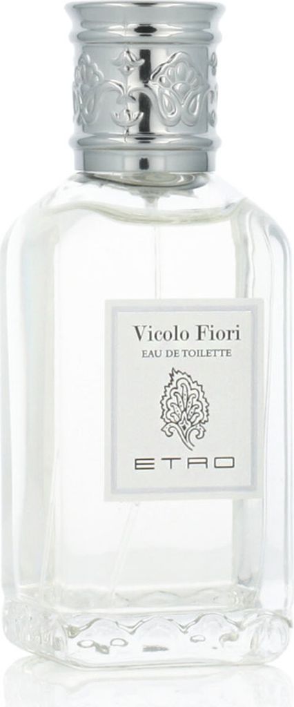 A clear, professional studio shot of an Etro Vicolo Fiori Eau de Toilette bottle against a white background.