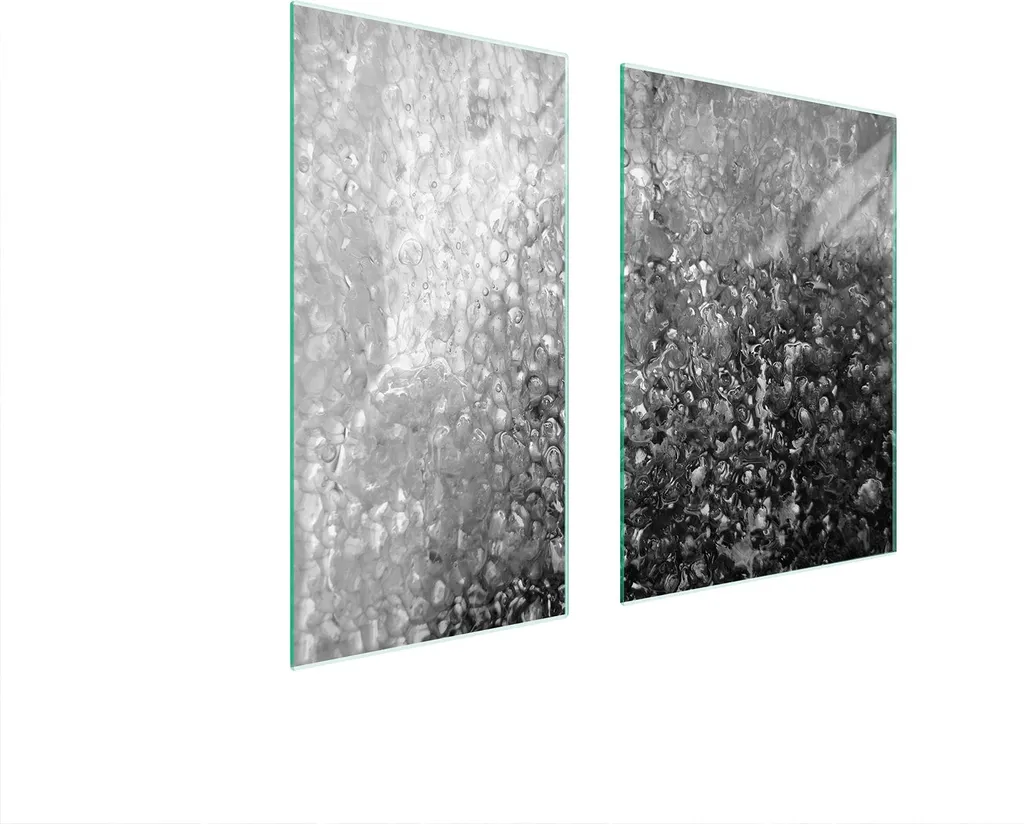 Copri Piano Cottura 75x52 in Vetro Temperato Goccia Grigia | 2 Pezzi