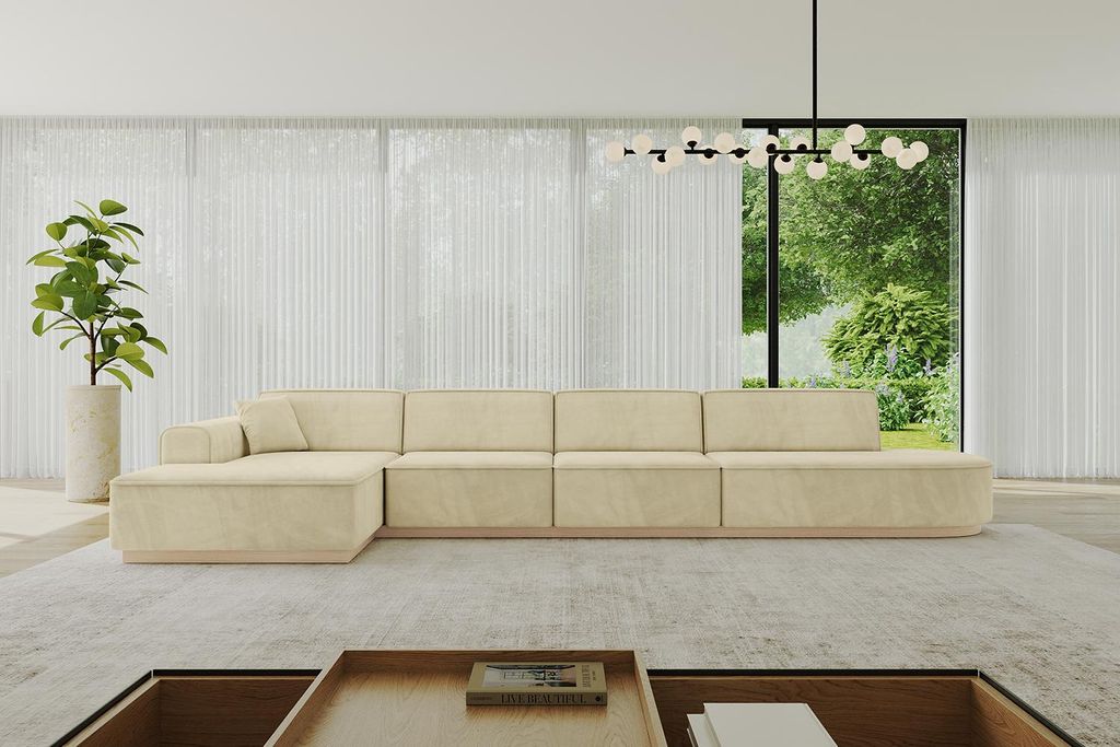 ALTDECOR Ecksofa in L-Form IREA-L3 412x165x80 cm Beige Corner Sofa Eckcouch Couch Wohnlandschaft Cauchsofa