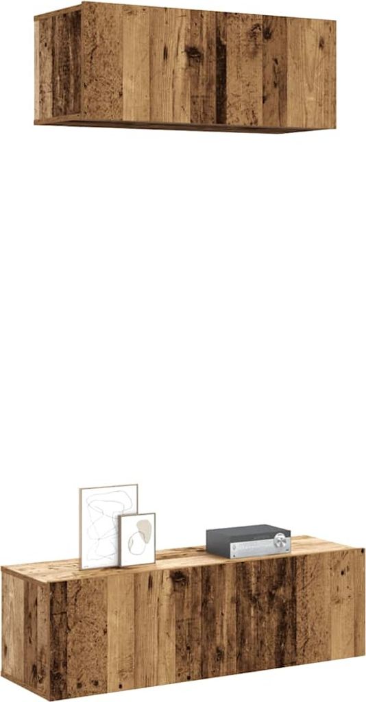Maison Exclusive - 2-tlg. TV-Schrank-Set Wandmontage Altholz-Optik Holzwerkstoff