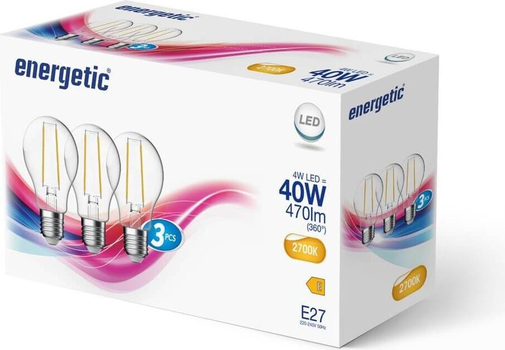 Nordlux LED Lampe E27 4W 2700K warmweiss Klar, Energetic Produktbild 