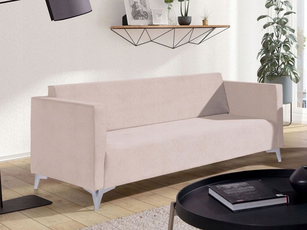 Dreisitzer-Sofa SIMON – beige / Metallbeine