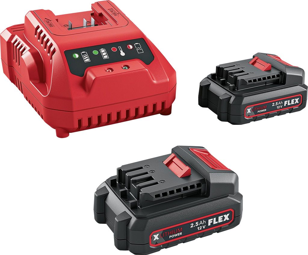 Flex P-Set 12-22 Q (Bestehend aus einem Ladegerät und zwei Akku-Packs)