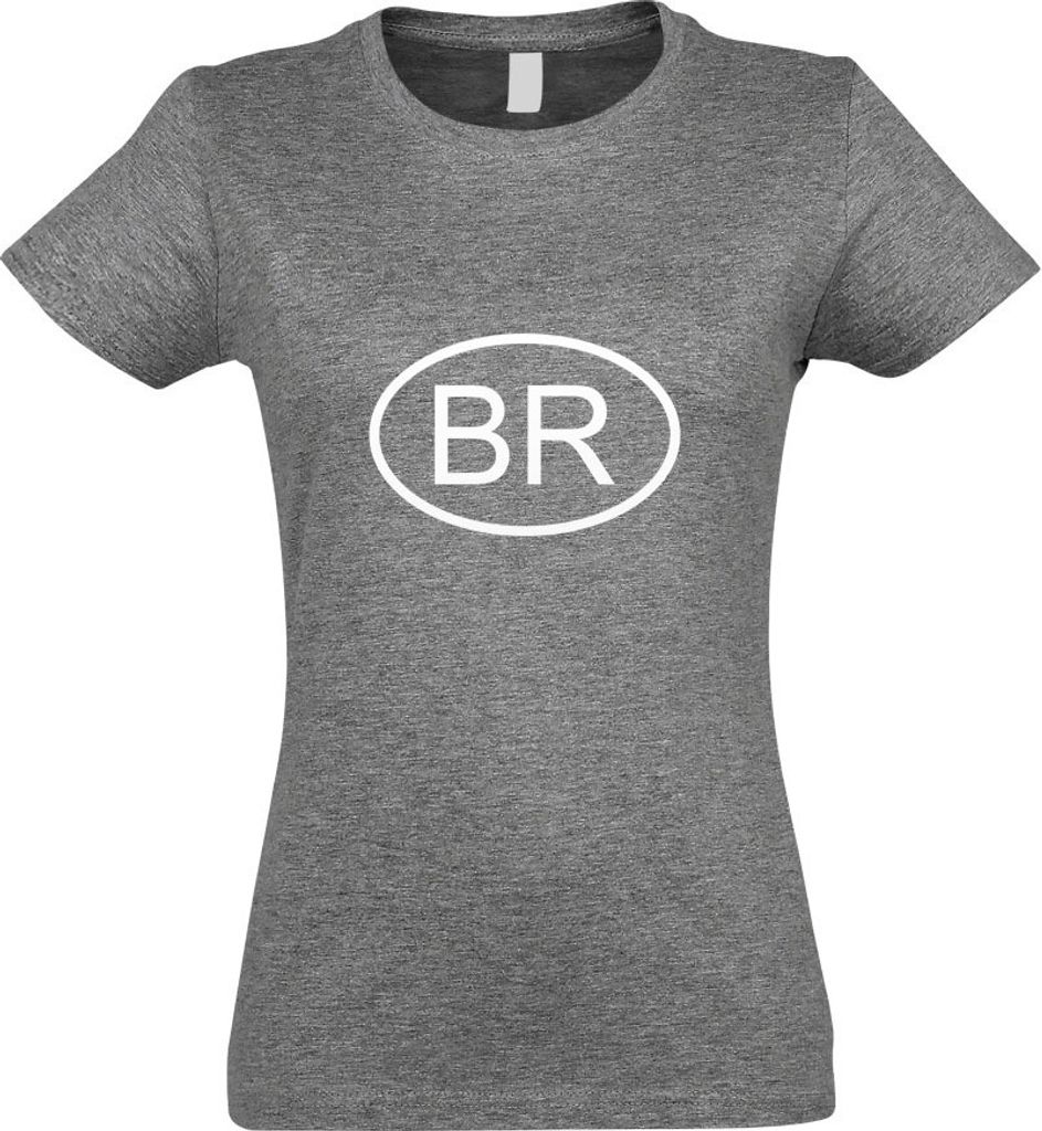 Kiwistar - T-Shirt tailliert - Damen - Graumeliert - Brasilien BR - mit Motiv Bedruckt - Funshirt Design - Sport - Freizeit - Damen - XXL