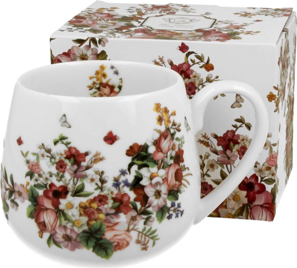 DUO FLORAL Fassbecher 430 ml VINTAGE FLOWERS WHITE New Bone Produktbild 