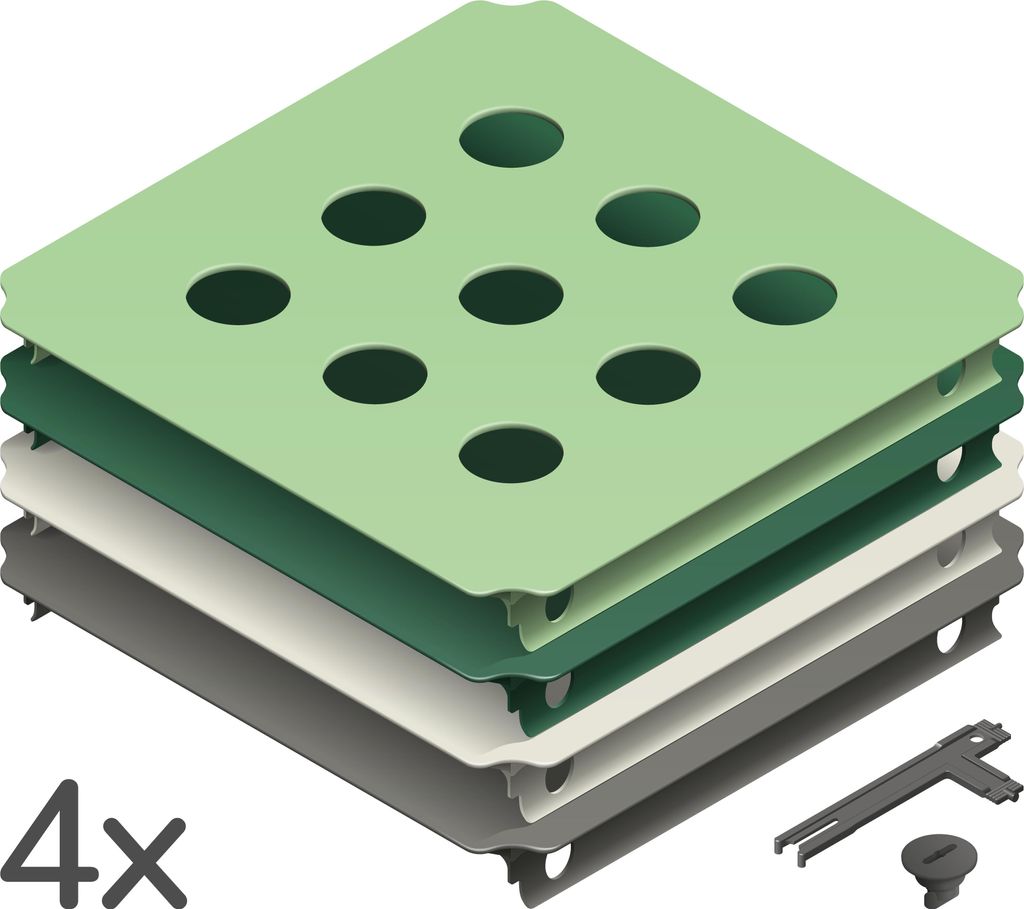 Quadro Lochplattenset S Erweiterungs-Set mit 4 gelochten Platten zur Erweiterung des Quadro-Baukastens – Mint