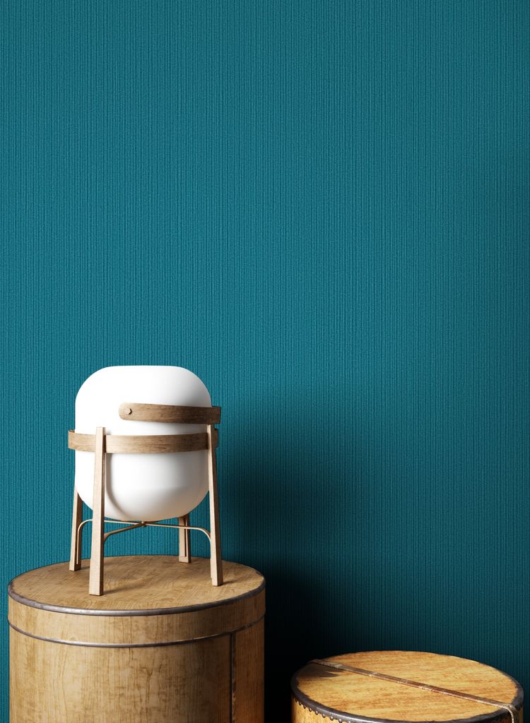 NEWROOM Tapete Blau Vliestapete Leicht Glänzend - Unitapete Uni Petrol Einfarbig Struktur Glamour