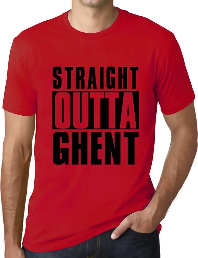 Herren Grafik T-Shirt Direkt aus Gent – Straight Outta Ghent – Öko-Verantwortlich Vintage Jahrgang Kurzarm Lustige Druck Geburtstag Geschenk Mann