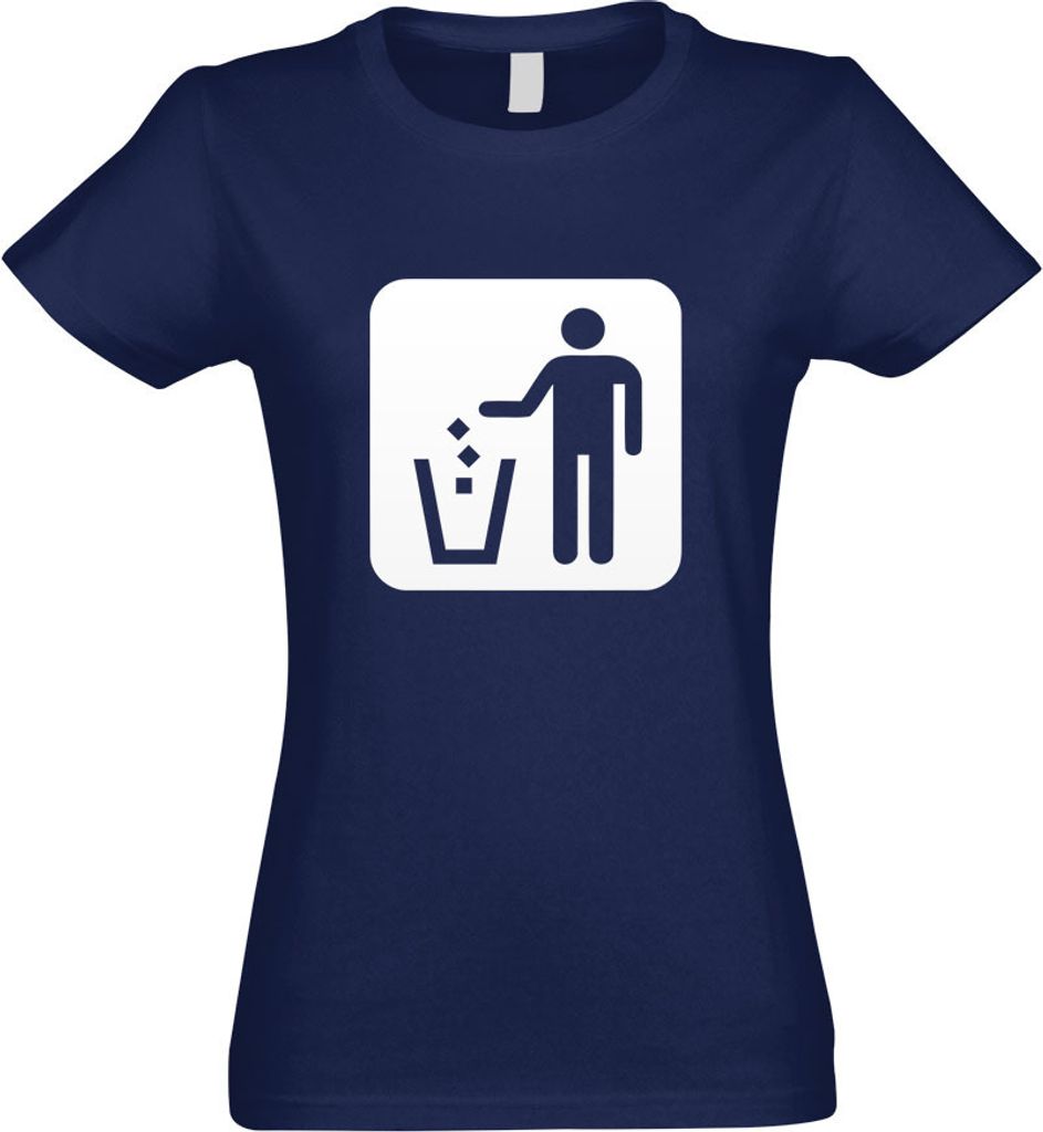 Kiwistar - T-Shirt tailliert - Damen - Navy - Mülleimer Entsorgung Piktogramme - mit Motiv Bedruckt - Funshirt Design - Sport - Freizeit - Damen - M