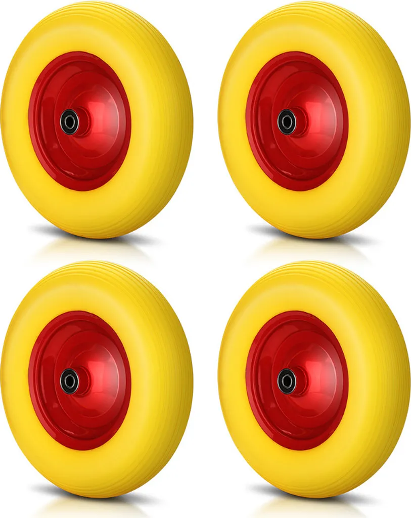 Jiubiaz Ruota Carriola 4.80/4.00-8 Piena 390mm con Asse Set 4 Pezzi