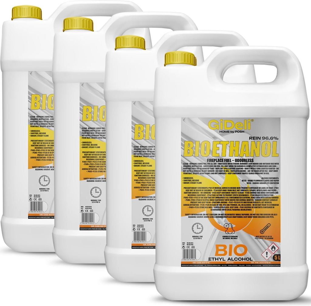 Bioetanolo inodore 96,6% 20L per caminetti universali senza Immagine del prodotto 