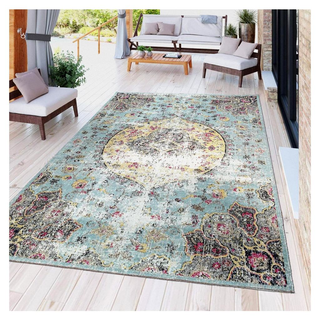 Moderner wetterfester Outdoor-Teppich für Innen- und Außenbereich im Boho-Stil, Größe: 200x280 cm