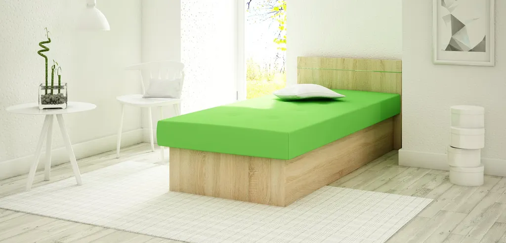 KIER FURNITURE Berta BIS Canapé Lit Simple Chêne Sonoma et Tissu Vert