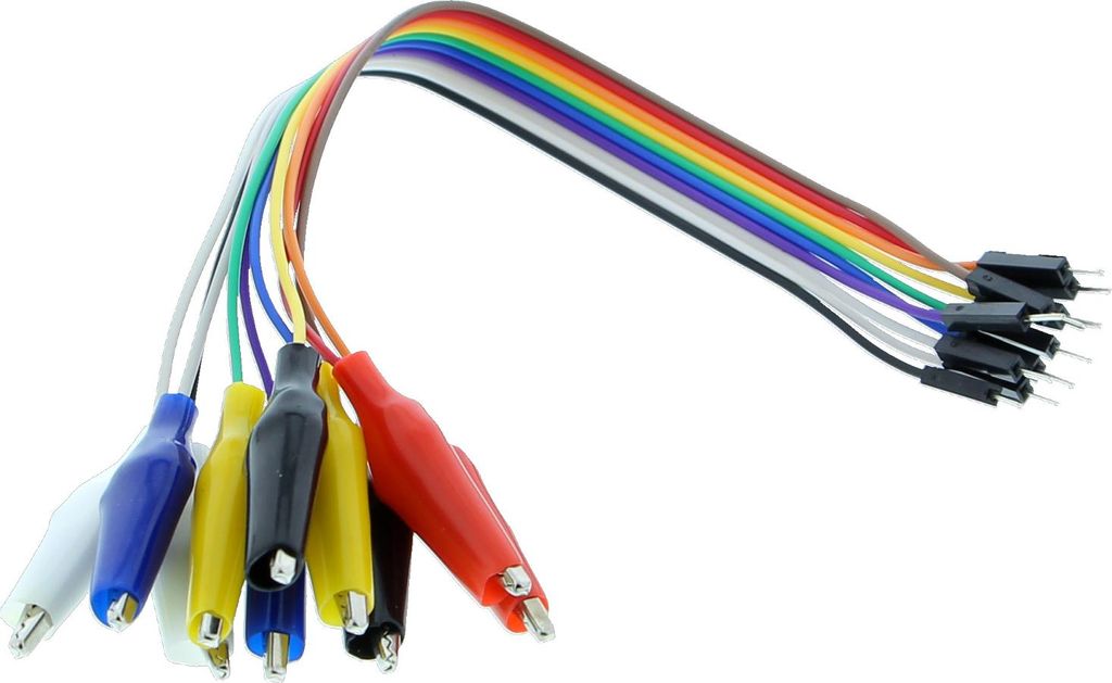 10x Jumper Kabel mit Krokodilklemmen, male, 22cm