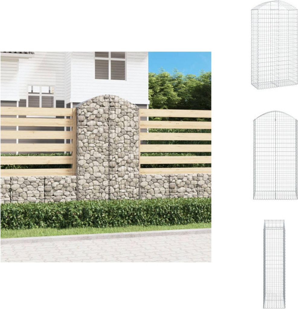 vidaXL Gabione mit Hochbogen 100x50x180/200 cm Verzinktes Eisen - Blumentöpfe & Pflanzgefäße