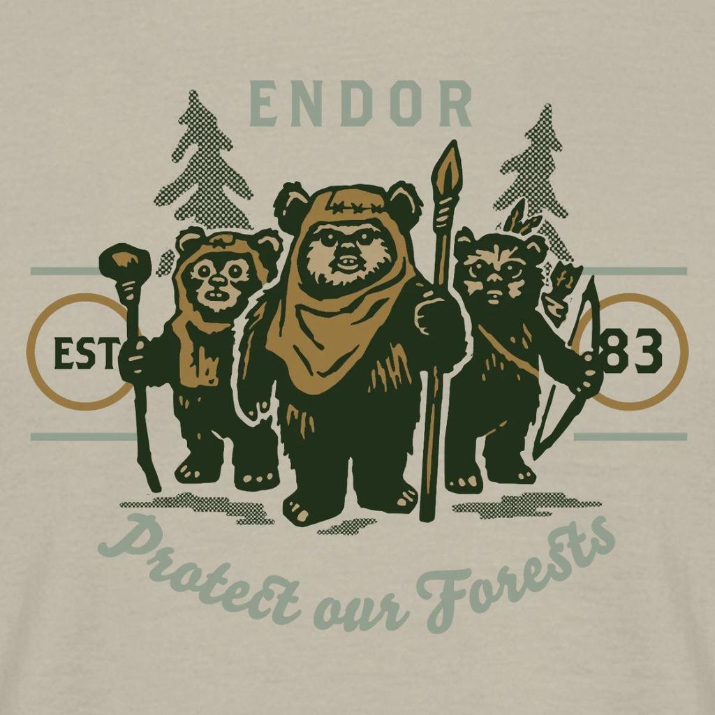 Star Wars Endor Protect Our Forests Männer T-Shirt, S, Sandbeige