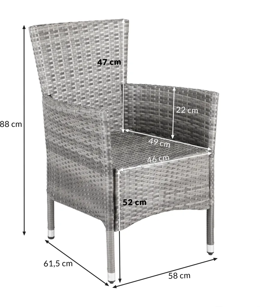 Mobilier de jardin set de 2 fauteuils gris en polyrotin pour terrasse