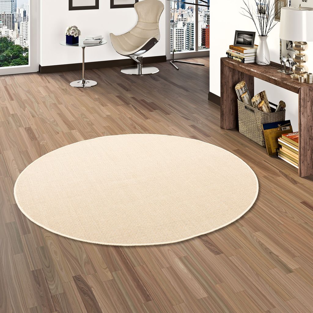 Sisal Natur Teppich Dekowe Creme Rund, Größe:100 cm Rund