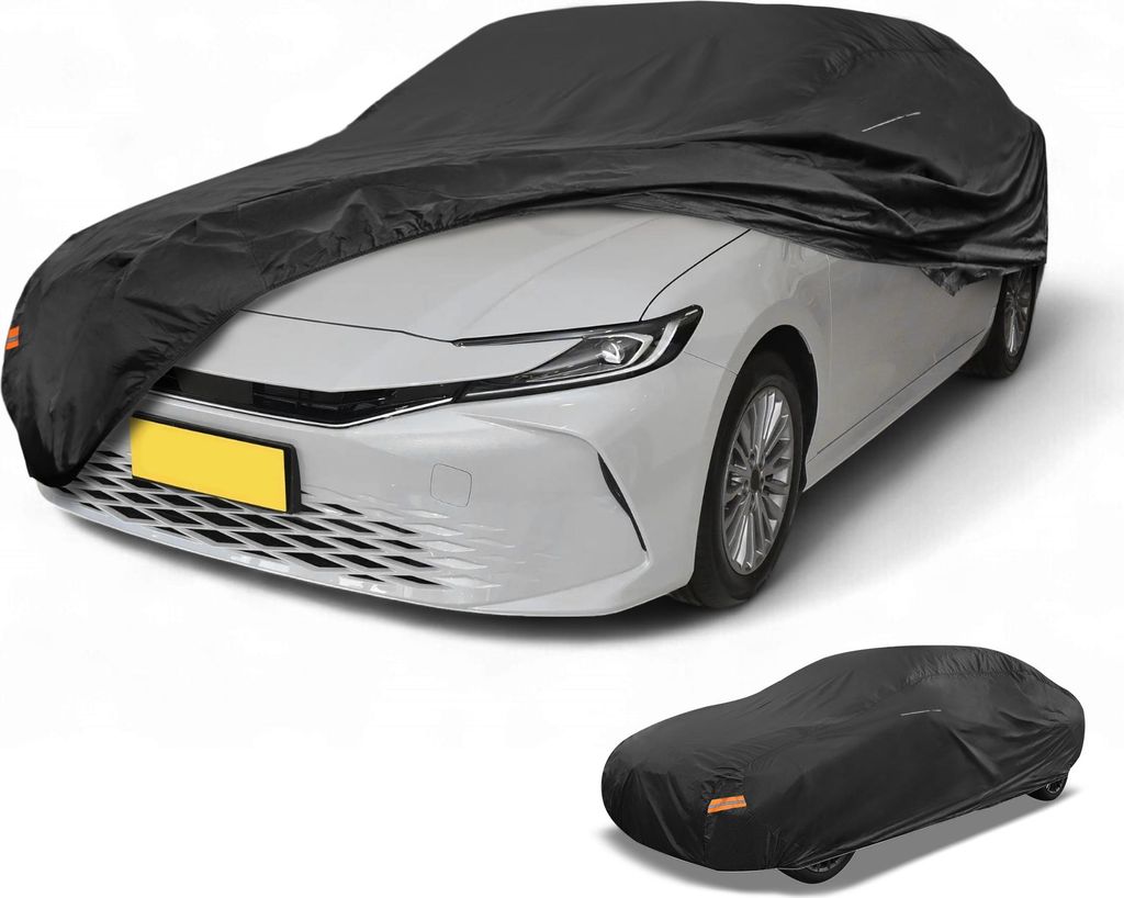1 Stk. Universal Autoabdeckung Wasserdicht Alle Wetter Automotive Outdoor Anti-UV Sonnenregen Schutz Vollabdeckung 210D-PU Schwarz Passend für Lim...