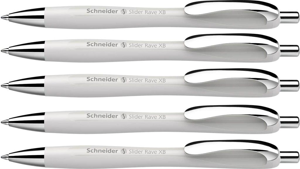 Kugelschreiber Schneider Slider Rave XB, silver grey - Mine blau, 5 Stück