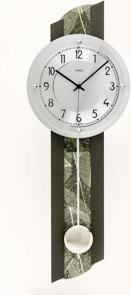 Horloge murale AMS 5324 en verre et aluminium pour un salon moderne