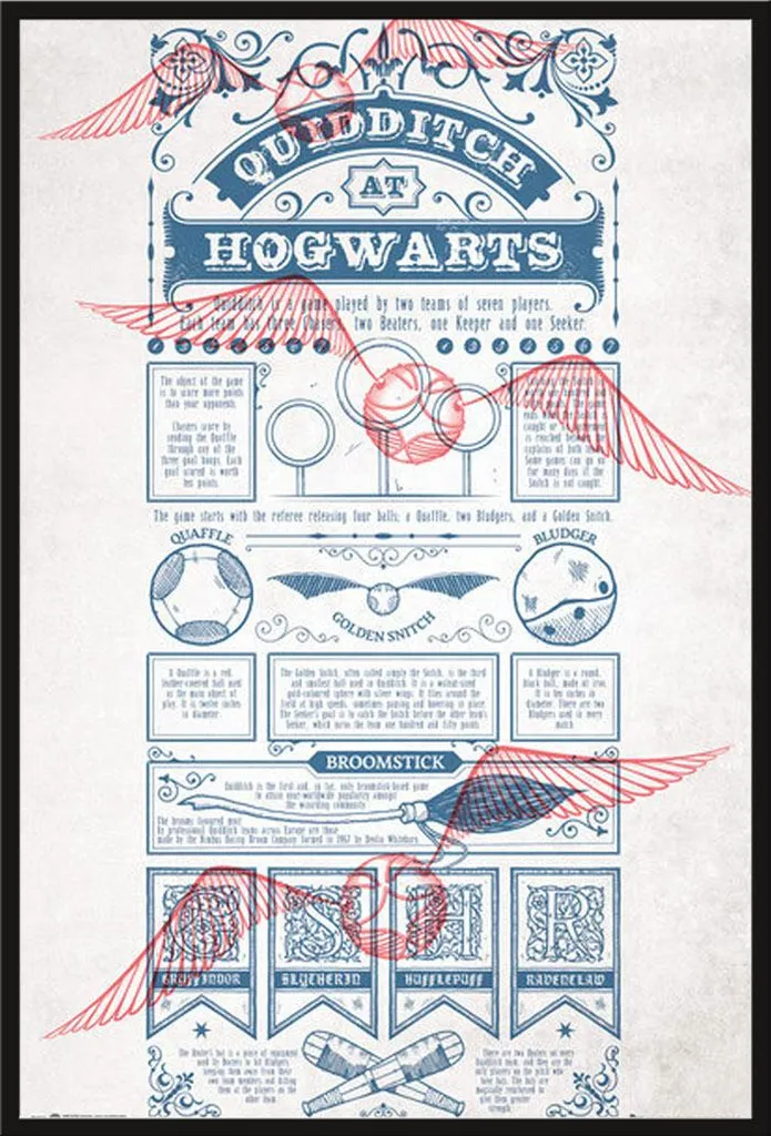 Poster encadré Harry Potter Quidditch at Hogwarts cadre noir 61x91,5 cm