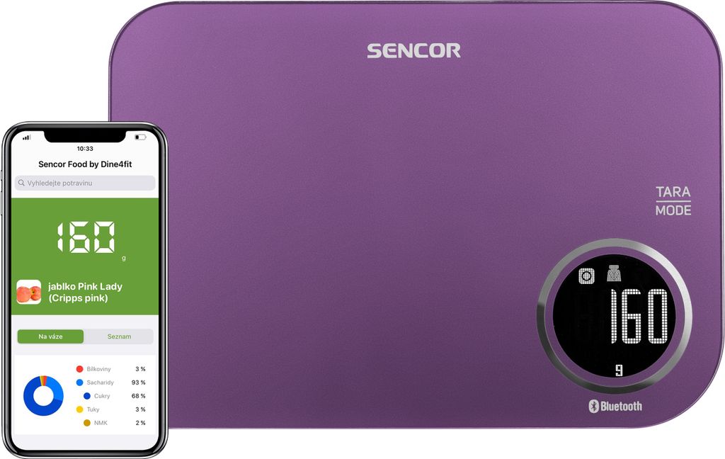 SENCOR SKS 7073VT Chytrá kuchyňská váha s Bluetooth, LCD Obrázek produktu 