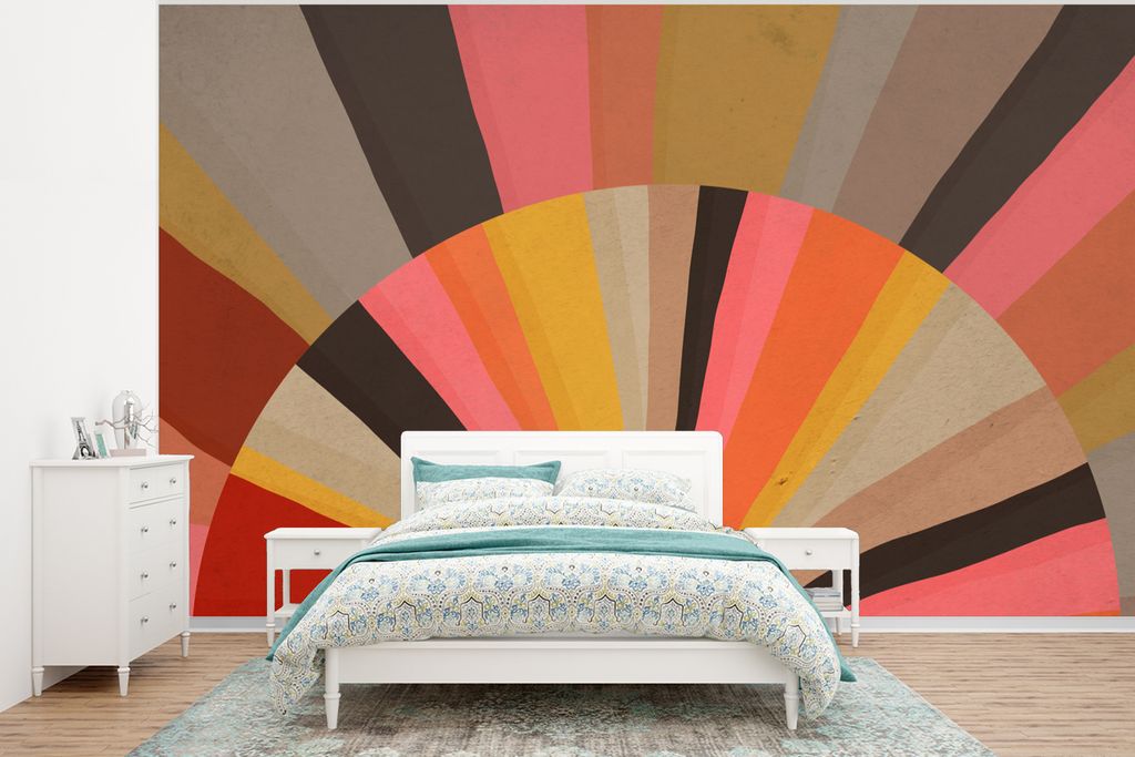 MuchoWow Fototapete für Wohnzimmer oder Schlafzimmer Wandtapete Vinyl Motivtapete Abstrakt -Kunst -Formen - 350x260 cm - Wohnzimmer-Tapete